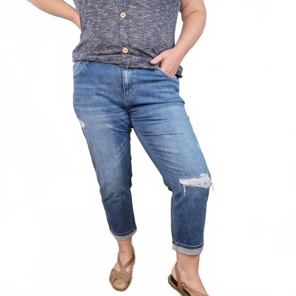 NEW KANCAN stacie mid rise boyfriend jeans in blue